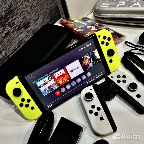 Nintendo Switch oled и неоновые джойконы