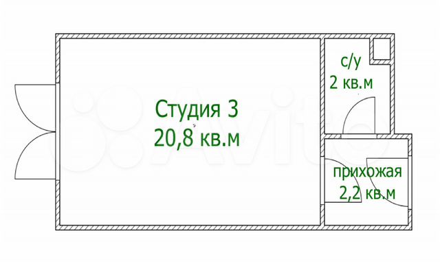 Квартира-студия, 20,8 м², 1/8 эт.