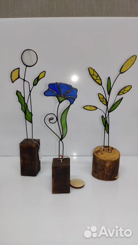 Декор цветы из витражного стекла