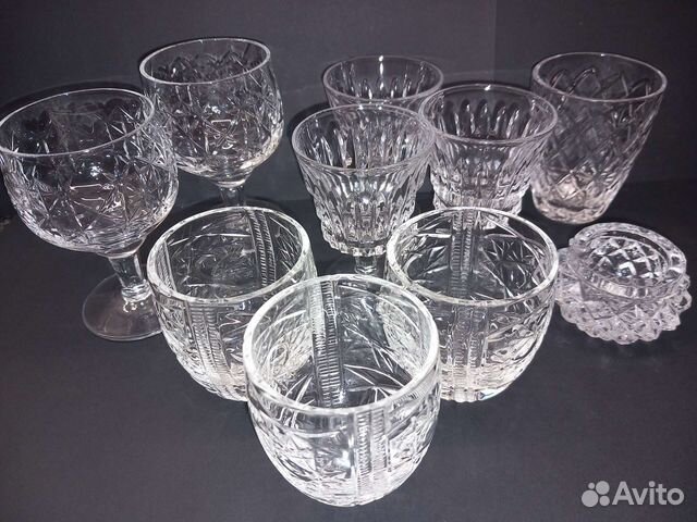 Хрустальные стопки, рюмки, солонка СССР