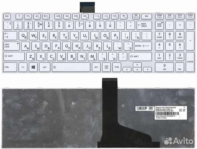 Клавиатура Toshiba L850 белая с рамкой