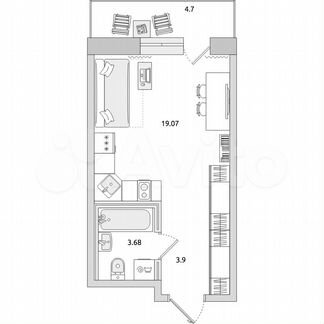 Квартира-студия, 31,4 м², 9/21 эт.