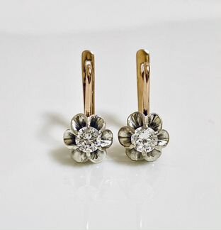 Золотые серьги с фианитами 583 проба