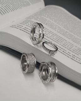 Кольцо Bvlgari Булгари новое серебро