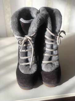 Зимние ботинки из натуральной замши