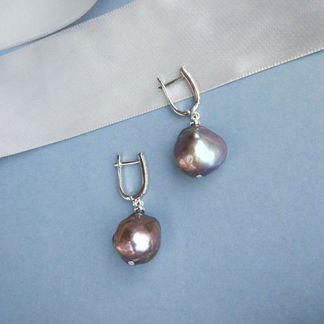 Серьги черный барочный жемчуг