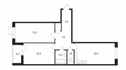2-к квартира, 77.2 м², 18/19 эт.