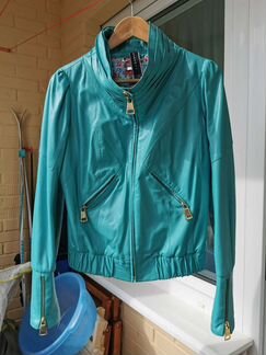 Кожаная куртка бирюзовая