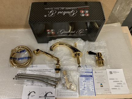 Смеситель на борт ванны swarovski Crystal Gold 24k
