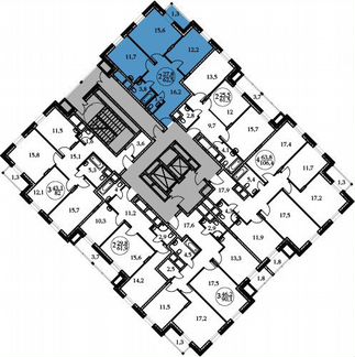 2-к квартира, 62.5 м², 16/17 эт.