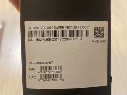 Видеокарта 1660 super MSI ventus OC