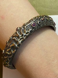 Браслет. Серебро. Позолота. Драгоценные и полудраг