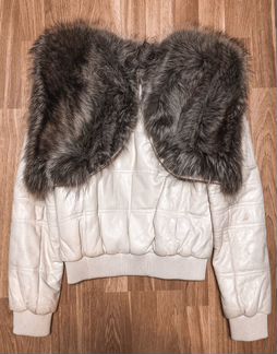 Куртка пуховик кожаная женская зимняя