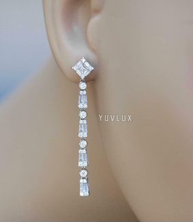 Золотые серьги с бриллиантами 2.78 ct