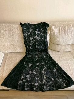 Платье вечернее в пол чёрное кружевное