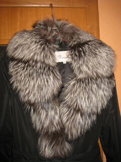 Пальто с натуральным мехом, р 44 + шапка