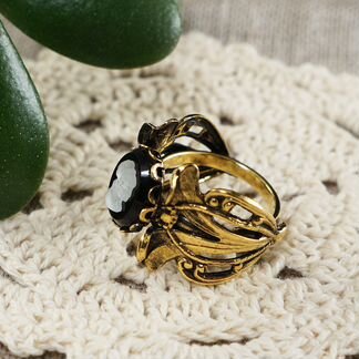 Кольцо-камея Снежная Дама Floral (10х12мм)