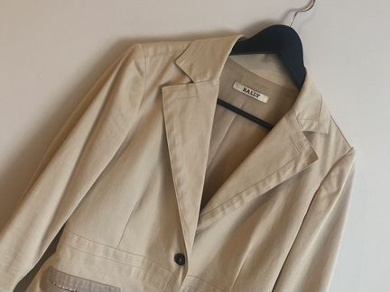 Пиджак bally хлопок + кожа после химчистки