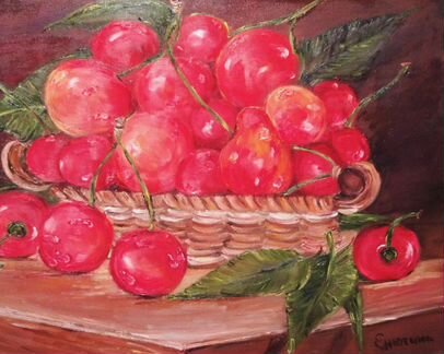 Картина маслом на холсте вишни