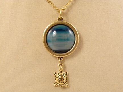 Подвеска Черепаха и море (агат 20мм)