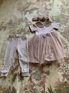 Платье с легинсами для принцессы на праздник, р.86