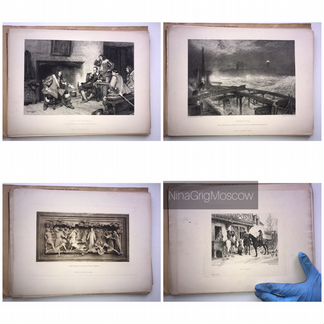 Антик 33 больших литографии. Лондон 1880е гг