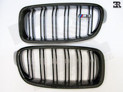 Решетки радиатора ноздри BMW F30 F80 Карбон Carbon