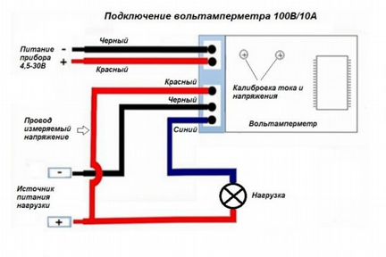 Вольтметр амперметр цифровой 0-100 В 10A