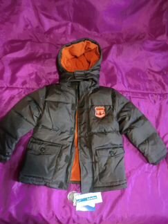 Новая пуховая куртка Футурино корич. клетка с оран