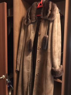 Дубленка длинная, с норкой