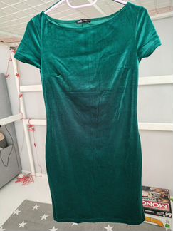 Платье зелёное велюр