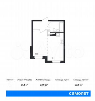 Квартира-студия, 31.2 м², 5/15 эт.