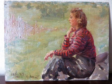 Картина женский портрет этюд. Мей В.Ф. 1948 г