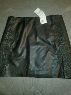 Юбка под кожу с вышивкой р. 48-50 XL