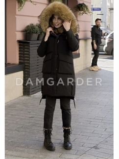 Пуховик новый черный зимний женский с карманами