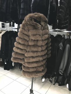 Шуба из песца с капюшоном трансформер