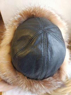 Шапка ушанка мех+кожа, р. 54