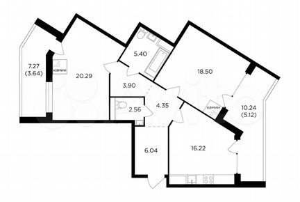 2-к квартира, 86 м², 13/17 эт.
