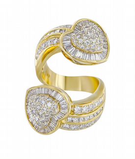Золотые серьги + кольцо с бриллиантами 5,62 ct