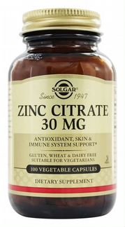 Solgar zinc citrate 30 mg, 100 таблеток
