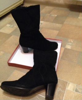 Сапоги замшевые черные на меху