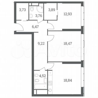 2-к квартира, 81.8 м², 17/51 эт.