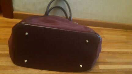 Сумка винного цвета из натуральной замши