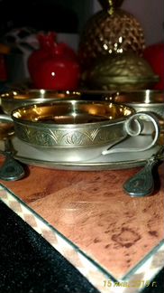 Сервиз кофейный мельхиор золочение 6юм мнц