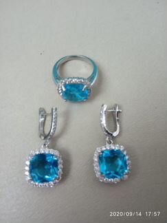 Бижутерия серьги и кольцо 18 р.с цирконами