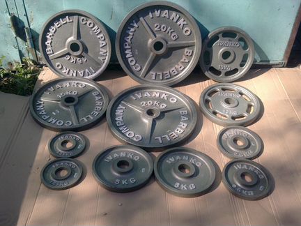 Гриф олимпийск. Штанга, блины, стойки, скамья, тре