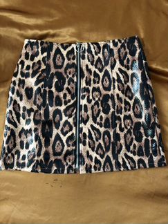 Юбка леопардовая кожаная