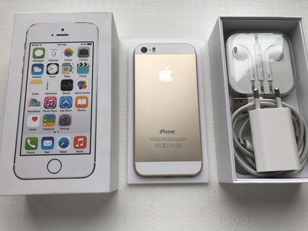 iPhone 5s 32gb gold оригинал+наушники+кабель+чехол