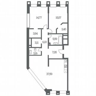 2-к квартира, 100.3 м², 32/53 эт.