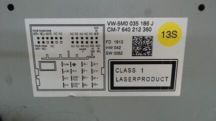 Магнитола Volkswagen Tiguan, 2013